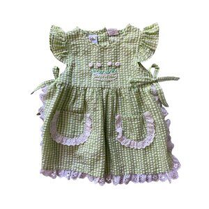 Vintage Tuti Fruiti side-tie eyelet ruffle trim pinafore dress - size 18 months